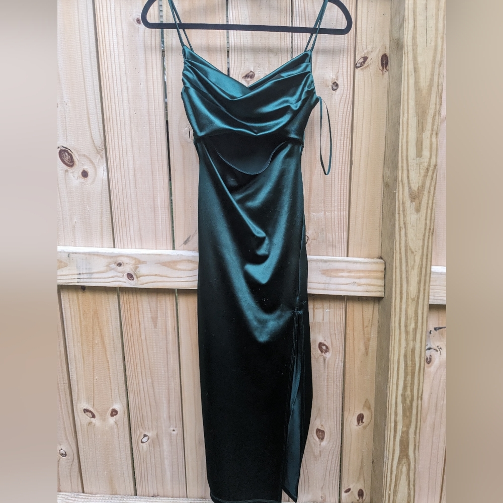 Forest Green Satin Special Occasion Windsor Dress